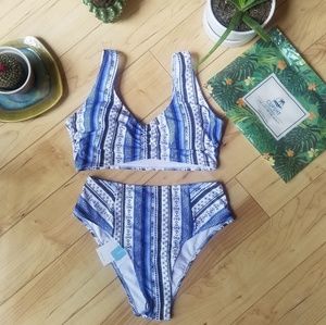 Cupshe geometric tribal print high waist bikini